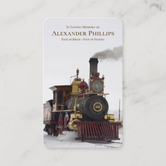 Carte De Visite La prière carde la locomotive à vapeur de | de (Devant)