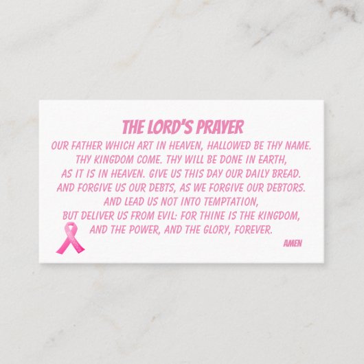 Carte De Visite LA PRIÈRE DE L'ÉTERNEL MATTHEW 6:9 Ruban rose (Devant)