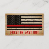 Carte De Visite La Prière du pompier rustique en gros ligne rouge  (Dos)