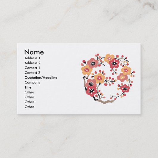 Carte De Visite La prune japonaise fleurit cercle (Devant)