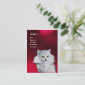 CARTE DE VISITE LA REINE DES CHATS BLANCS, GRILLE ROUGE MONOGRAM (Debout devant)