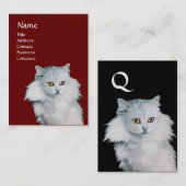 Carte De Visite LA REINE DES CHATS BLANCS, MONOGRAM Papier perlé r (Devant / Derrière)