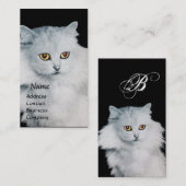 CARTE DE VISITE LA REINE DES CHATS BLANCS MONOGRAMME (Devant / Derrière)