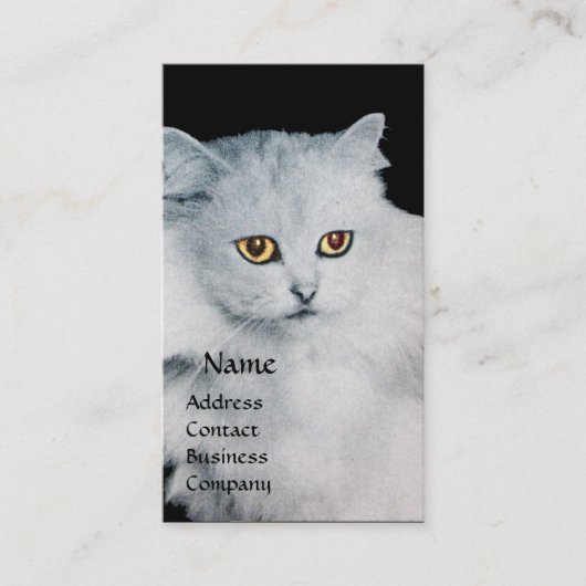 CARTE DE VISITE LA REINE DES CHATS BLANCS MONOGRAMME (Devant)