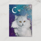 Carte De Visite LA REINE DES CHATS BLANCS, papier de perle bleu MO (Dos)