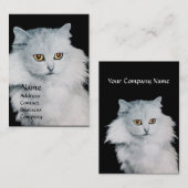 Carte De Visite LA REINE DES CHATS BLANCS, papier perlé blanc (Devant / Derrière)