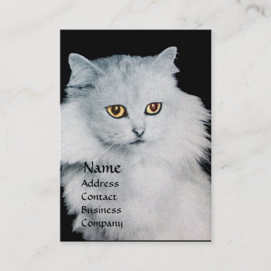 Carte De Visite LA REINE DES CHATS BLANCS, papier perlé blanc (Devant)