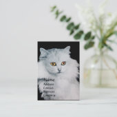 Carte De Visite LA REINE DES CHATS BLANCS, papier perlé blanc (Debout devant)