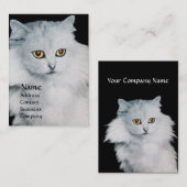 Carte De Visite LA REINE DES CHATS BLANCS, papier perlé blanc (Devant / Derrière)