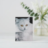 Carte De Visite LA REINE DES CHATS BLANCS, papier perlé blanc (Debout devant)