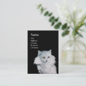 Carte De Visite LA REINE DES CHATS BLANCS, papier perlé blanc (Debout devant)