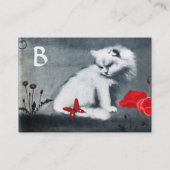 Carte De Visite LA REINE DES CHATS BLANCS, Rouge MONOGRAMME, papie (Dos)