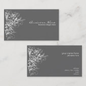 Carte De Visite La rétro fleur blanche élégante tourbillonne (Devant / Derrière)