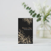 Carte De Visite La rétro fleur élégante d'or tourbillonne 2 (Debout devant)