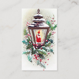 Carte De Visite La rétro lampe vintage de Noël ajoutent le messa