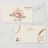 Carte De Visite la tasse de café moderne d'aquarelle de barman (Devant / Derrière)