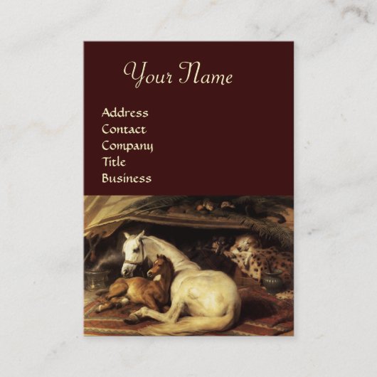 CARTE DE VISITE LA TENTE ARABE AVEC CHEVAUX, AUTRES ANIMAUX (Devant)