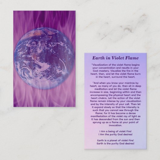 Carte De Visite La Terre dans la flamme violette (Devant / Derrière)