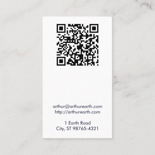 Carte De Visite La terre de l'espace avec le code de QR (Dos)