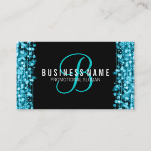 Carte De Visite La turquoise simple de monogramme s'allume et