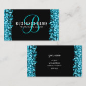 Carte De Visite La turquoise simple de monogramme s'allume et (Devant / Derrière)