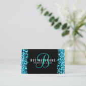 Carte De Visite La turquoise simple de monogramme s'allume et (Debout devant)