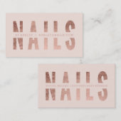 Carte De Visite La typographie rose d'or coupée par clous modernes (Devant / Derrière)