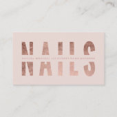 Carte De Visite La typographie rose d'or coupée par clous modernes (Dos)