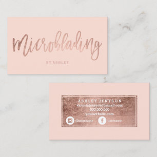 Carte De Visite La typographie rose d'or de Microblading