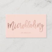 Carte De Visite La typographie rose d'or de Microblading (Devant)