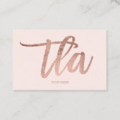 Carte De Visite la typographie rose élégante d'or de logo (Devant)