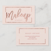 Carte De Visite La typographie rose élégante d'or de maquilleur (Devant / Derrière)