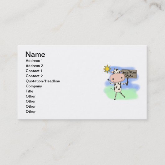 Carte De Visite La vache a lu plus de livres (Devant)