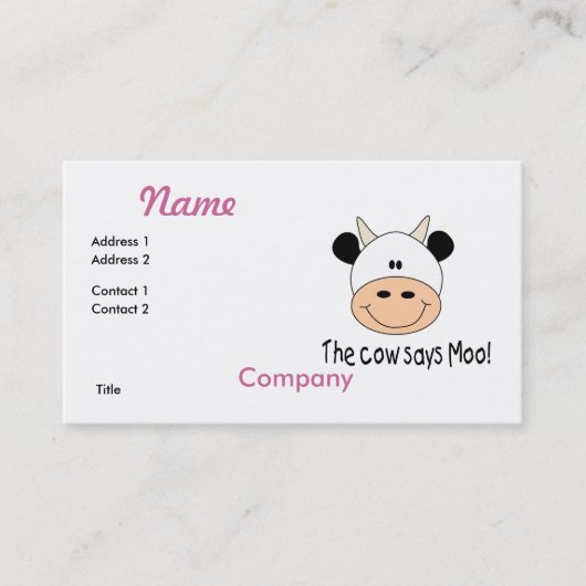 Carte De Visite La vache dit meuh (Devant)