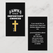 Carte De Visite LA VIE EST PLEINE DE CHOIX IMPORTANTS Christian (Devant / Derrière)