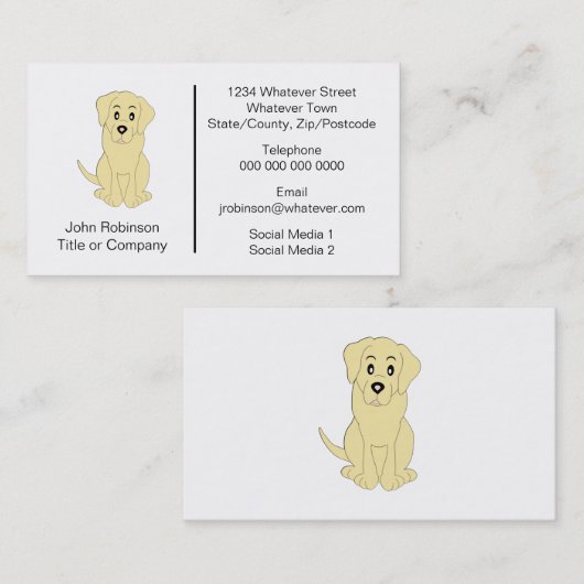 Carte De Visite Labrador Chien Design Embarquement Kennels (Devant / Derrière)