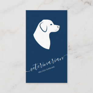 Carte De Visite Labrador Chien tête minimaliste Vétérinaire bleu
