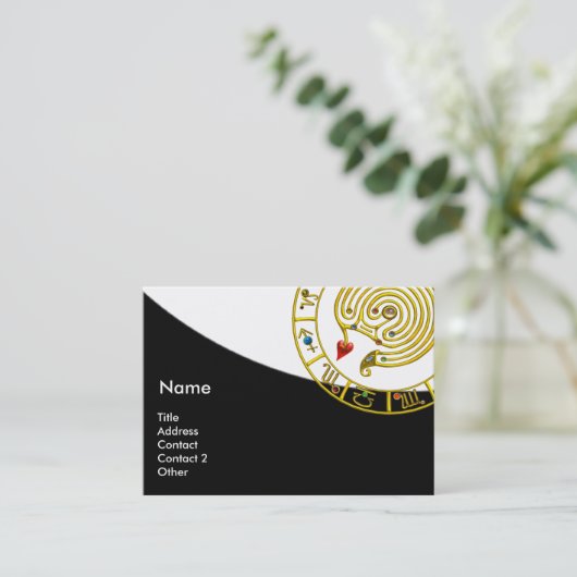 Carte De Visite LABYRINTH ASTRAL, GRAPHIQUE D'ASTROLOGIE Noir Blan (Debout devant)