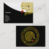 Carte De Visite LABYRINTH ASTRAL, GRAPHIQUE D'ASTROLOGIE Noir Blan (Devant / Derrière)