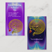 CARTE DE VISITE LABYRINTHE D'OR HYPER / VAGUES LUMINEUSES BLEU PUR (Devant / Derrière)