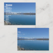 Carte De Visite Lac Tekapo, Nouvelle-Zélande (Devant / Derrière)