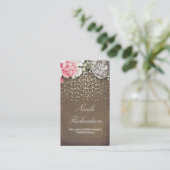 Carte De Visite Lace Burlap et Gold Confetti Pays rustique (Debout devant)