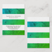 Carte De Visite Lacnen moderne blanc vert rayé professionnel (Devant / Derrière)