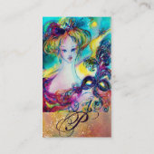 Carte De Visite LADY AVEC FEATHERERED MASK MONOGRAM Gold Brown (Dos)