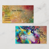 Carte De Visite LADY AVEC FEATHERERED MASK MONOGRAM Gold Brown (Devant / Derrière)