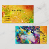 Carte De Visite LADY AVEC FEATHERERED MASK MONOGRAM Or Jaune (Devant / Derrière)