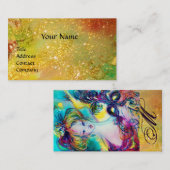 Carte De Visite LADY AVEC FEATHERERED MASK MONOGRAM Or Jaune (Devant / Derrière)