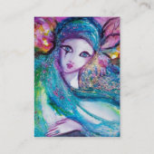 Carte De Visite LADY BLUE MASK Venetian Masquerade rose Turquoise (Dos)