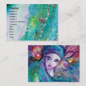 Carte De Visite LADY BLUE MASK Venetian Masquerade Turquoise mode (Devant / Derrière)