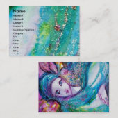 Carte De Visite LADY BLUE MASK Vénétie Mascarade Vert Turquoise (Devant / Derrière)